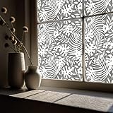 ChicSkin Pure White Frosted Privacy Stained Glass Window Film, Removable Static Cling Glass Decals Decor for Glass Window Door, Tropical Palm Leaves 78.74'x22.83'