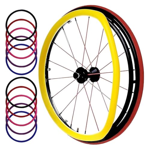 FBMCKPRZ ハンドプッシュ保護カバー, 22/24インチ 車椅子用タイヤカバー, 滑り止め耐摩耗性 シリコン車椅子プッシュリムカバー, さまざまな色をご用意しています 車椅子用タイヤカバー,yellow-24inX2pc