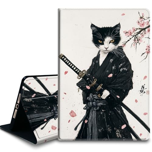 Bxgolkgd Funda para tablet Kindle Paperwhite de 6.8 pulgadas (11ª generación-2021) y Kindle Paperwhite Signature Edition, función de encendido y apagado automático, Samurai Cat Sakura