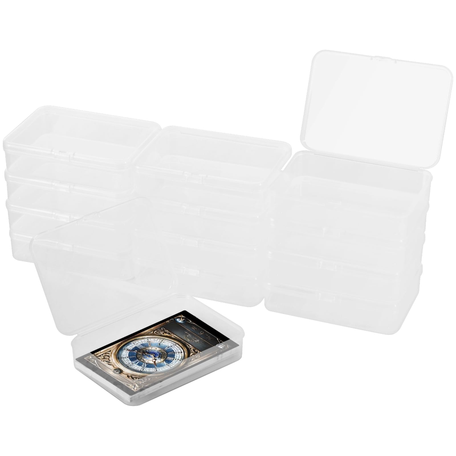 Generisch 24 scatole trasparenti in plastica per carte da gioco, con chiusura a scatto, custodia vuota per carte da collezione, scatole trasparenti per carte bancarie e biglietti da visita