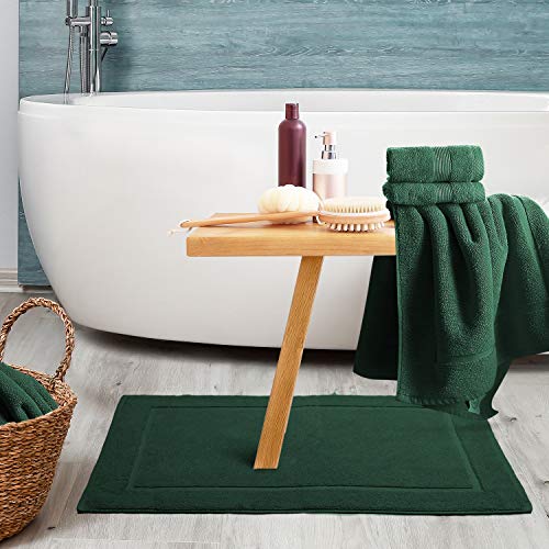 Image of Hearth & Harbor Bath Mat Towels - 100% Ring Spun Cotton Luxury Towels - Ultra Soft & Highly Absorbent, Bathroom Towels, Floor Mat - Hunter Green