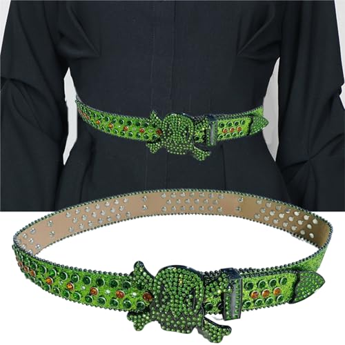 Waist Belt Shinning Rhinestone Buckle Belts For Woman Men Rhinestone Skull Decor Waist Strap For Jeans Dress2