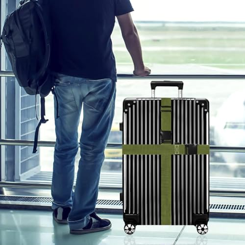 Image of Luggage Straps for Suitcases TSA Approved-2 Pack Bright Personalized Luggage Belt Strap for Suitcase /Carry On Bag Luggage Accessories for Travel (ArmyGreen)