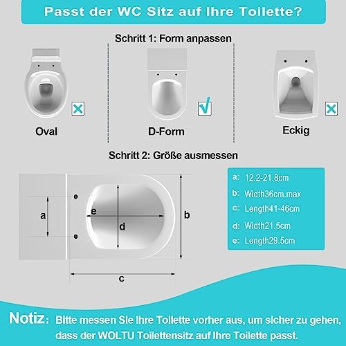 WOLTU WS2544 deska sedesowa wolnoopadająca, tworzywo sztuczne, szybkie mocowanie, zawiasy Softclose, antybakteryjne