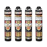 Isolbau Mauermörtel Pistolenschaum Montageschaum Klebeschaum 3in1 PU-Mörtel 4 x 750ml