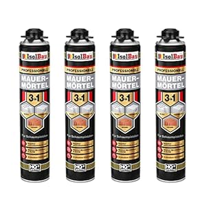 Isolbau Metselmortel pistoolschuim montageschuim kleefschuim 3-in-1 PU-mortel 4 x 750 ml