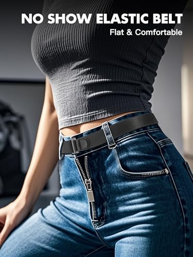 Black Elastic Belts for Women, High Stretch, Adjustable Women’s Belt 23-54 Inches – Comfortable Stretch Fabric2