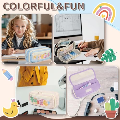 Image of Large Capacity Pencil Case with Compartments for Girls, Pen Bag for School | Multi-Compartment Pencil Case Massive Storage Capacity Durable Zipper Students College Office Stationery Essentials
