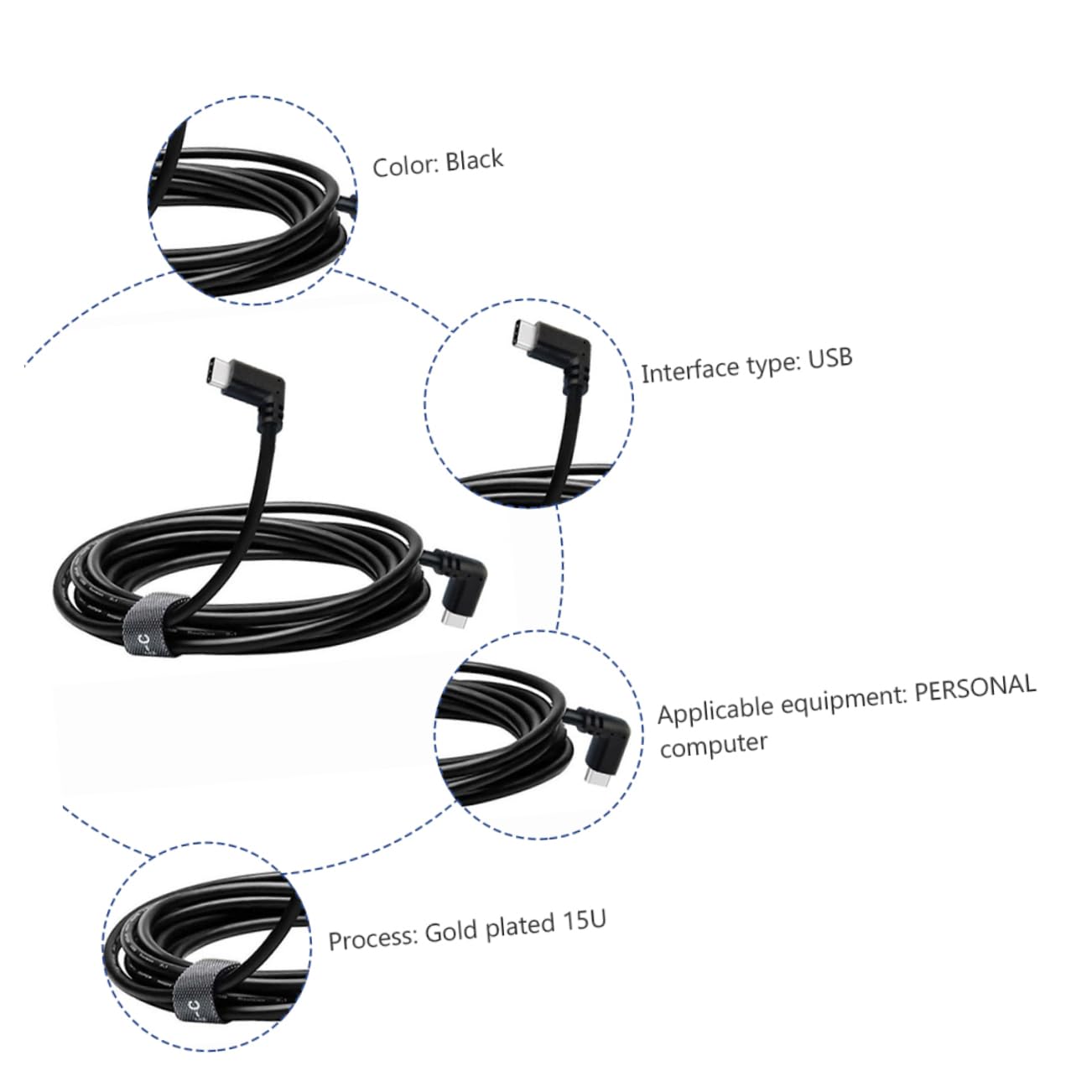 jojofuny 3piezas Cable Vr De Doble Tipo c Compatible y Steam Vr Transmisión De Datos y Carga Rápida Conexión Segura y Fiable