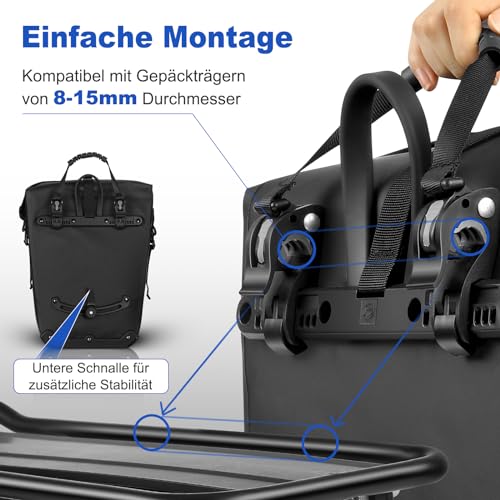 toptrek Fahrradtaschen für Gepäckträger, Fahrradtasche Gepäckträger mit Isoliertasche, Fahrrad...