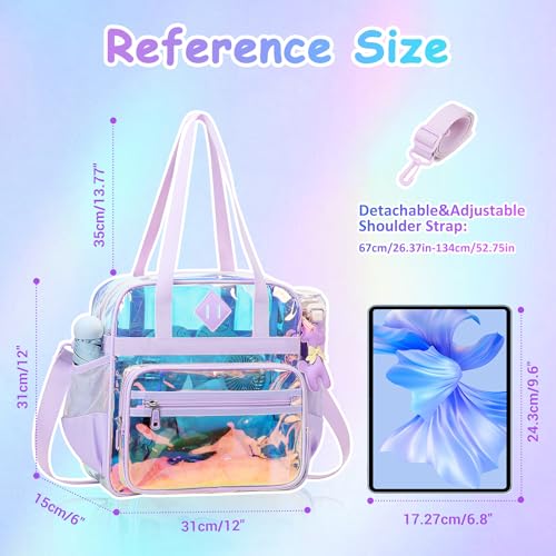 Image of PIG PIG GIRL Clear Tote Bag - 12x6x12 See Through Stadium Event Bag for Women