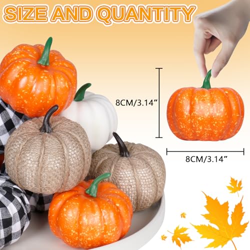 Image of Super Holiday 12PCS Artificial Pumpkins, 4 Colors Foam Faux Pumpkins Decoration for Fall Harvest Theme Party Wedding Halloween Thanksgiving Table Decor.