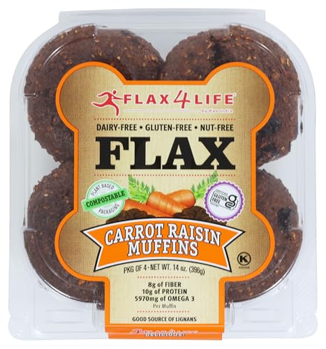 Flax4life 4 Pack Muffins, Carrot Raisin, 14 Ounce