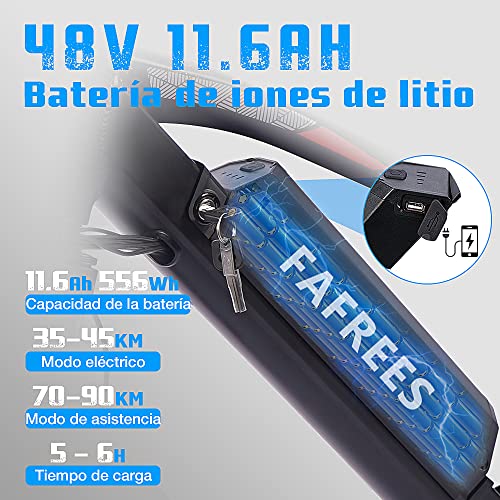 Fafrees F100 Elektrische fiets, 26 inch, e-bike 250 W, elektrische mountainbikes, uitneembare 48 V 11,6 Ah batterij… - Afbeelding 5