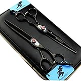 El juego de tijeras para el cabello contiene cortapelos y tijeras para adelgazar. Ambos están hechos de auténtico acero de aleación de cobalto 440C japonés. Por lo tanto, no hay duda de que estas tijeras pueden cortar el cabello con suavidad y darle una forma y textura precisas.