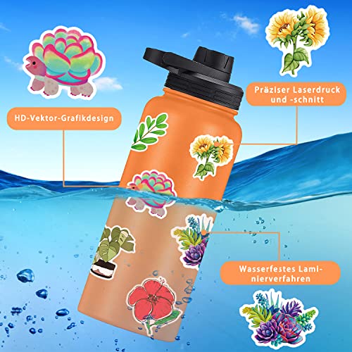 Image of Stickers for Water Bottles 200 Pcs VSCO Sticker Packs Flower and Plant Theme Waterproof Vinyl Decals Aesthetic Stickers for Kids Teens Adult for Phone Chrome Books Scrapbook Laptops Cup Binders Moped