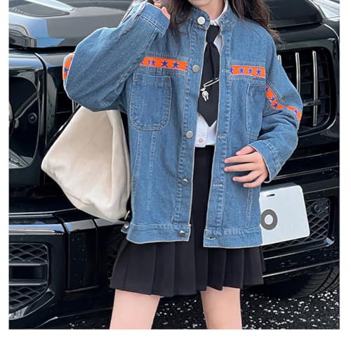 Girls Denim Jacket Long Sleeve Jean Coats With Star Pattern Button Down Jeans Jackets With Front Pockets Clothes3