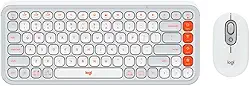 Combo Teclado e Mouse sem fio Logitech POP Icon com Teclas e Botões Personalizáveis, Clique Silencioso, Easy-Switch para até 3 dispositivos e Conexão Bluetooth - Branco