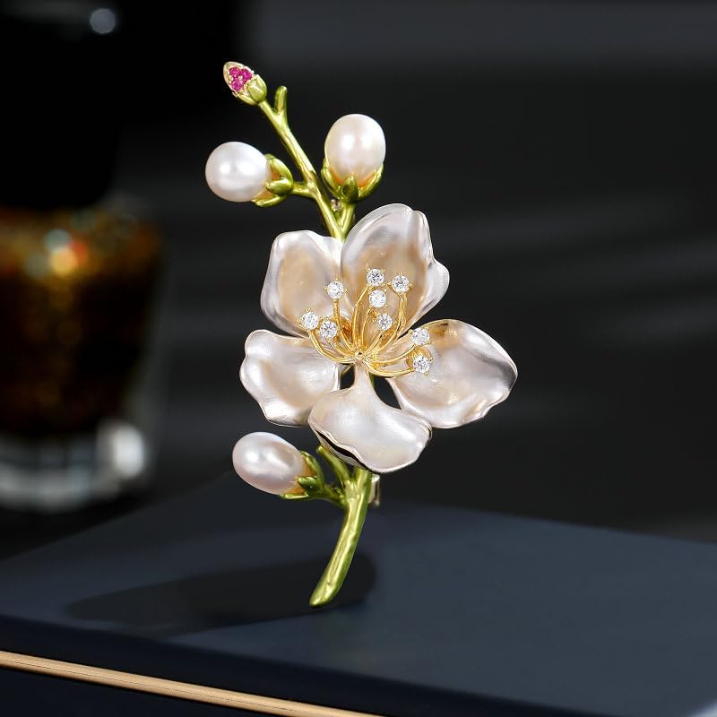 Image of Elegant Pink Lily Flower Brooch Pin for Women - Rhinestone Lily Lapel Pin for Coats, Jackets, and Sweaters