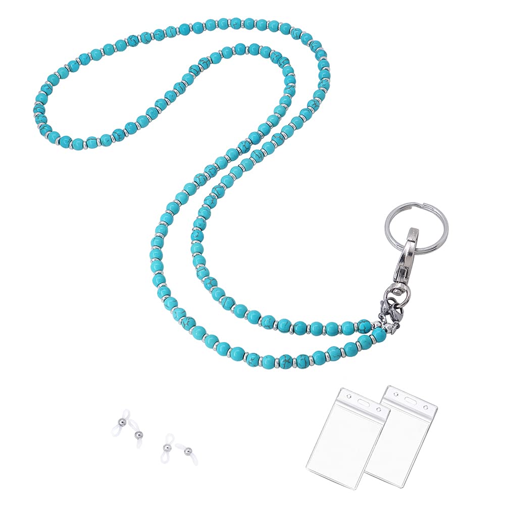 Lanyard for Women, Beaded Lanyards for ID Badges Holder Teacher Lanyard Holder Keychain Necklace Strap for Women Girls