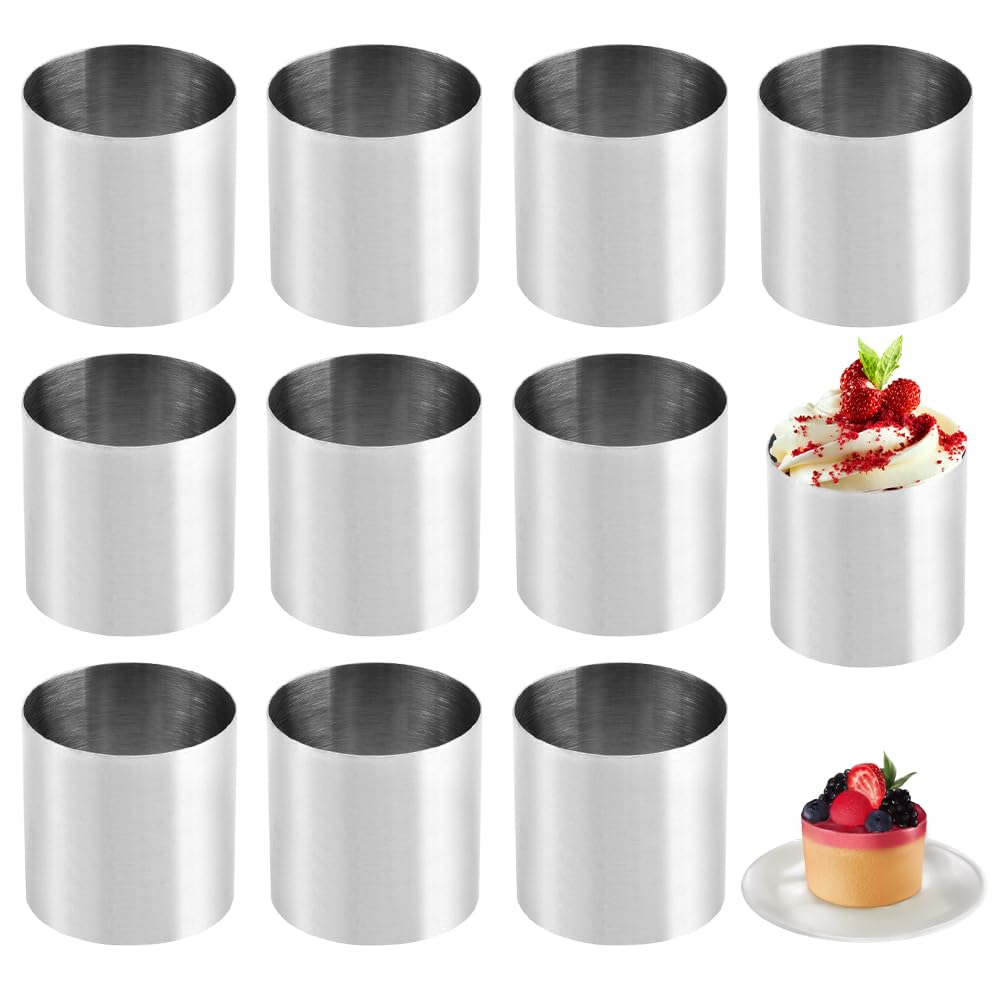 16 Stuks 8 Cm Dessertringen RVS - Ronde Bakringen Met Hefboom, Mini Taartringen Voor Mousse & Cakes