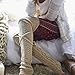 Produktbild Stulpen Damen,2 Paar Frauen Winter Geflochtenes Kabel Stricken Über Kniestrümpfe, Beige Schnürsenkel Binden Farbe Fusslos Verdicken Langen Bein Wärmer Strümpfe, Sport Yoga Latin Dance Schützend