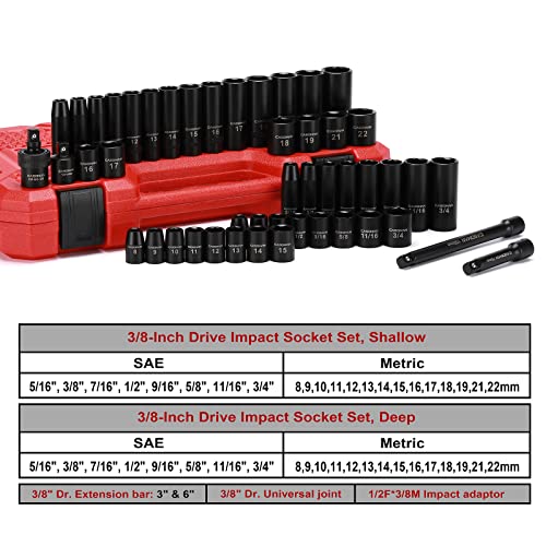 Casoman CS041 3/8 Inch Drive Impact Socket Set, 48 Piece Standard Sae And Metric Sizes thumb #1