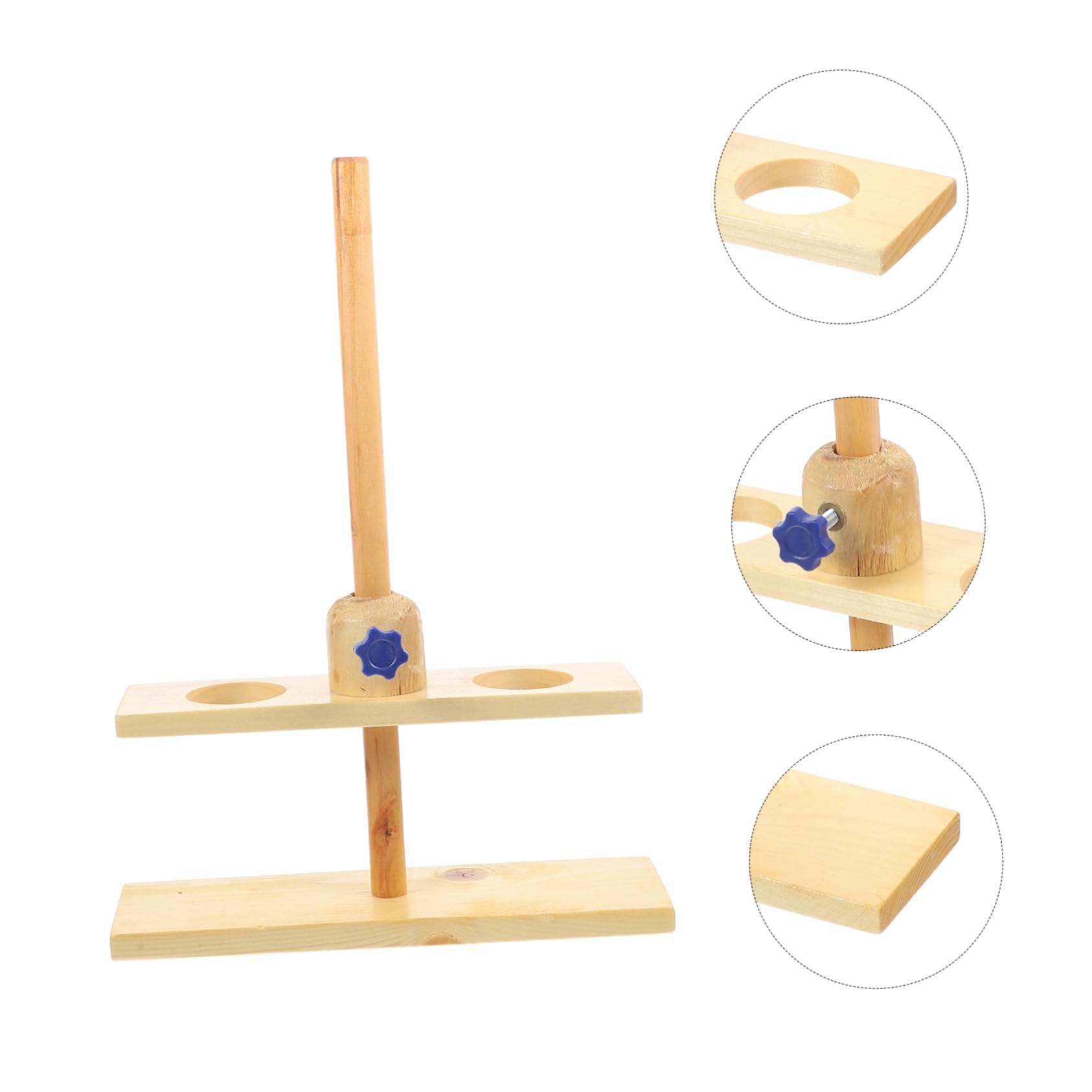 Mobestech Support de Laboratoire en Bois à Double Trou pour Expériences Chimiques et Pédagogiques Équipement Expérimental Démontable Facile à Transporter Couleur Aléatoire pour Entonnoir