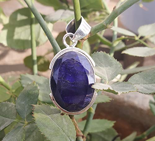 Sapphire Pendant, Sterling Silver, Blue Oval Pendant, Vintage Pendant, Unique Pendant, Hippie Pendant, Bridesmaid Gift For Her, Promise Pendant, Gypsy Jewelry, Statement Pendant, Anniversary Gift