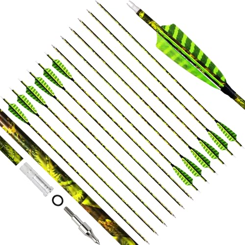 30 Inch Camo Carbon Arrows 500 Spine Archery Hunting Arrows with 4