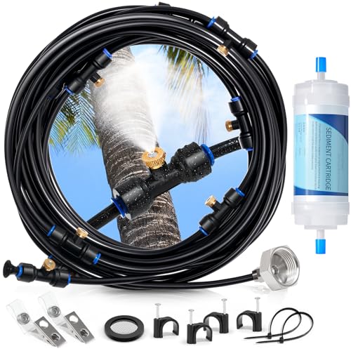 26FT Pre-Assembled Outdoor Misting Cooling System, Nelyeqwo Patio Misters with