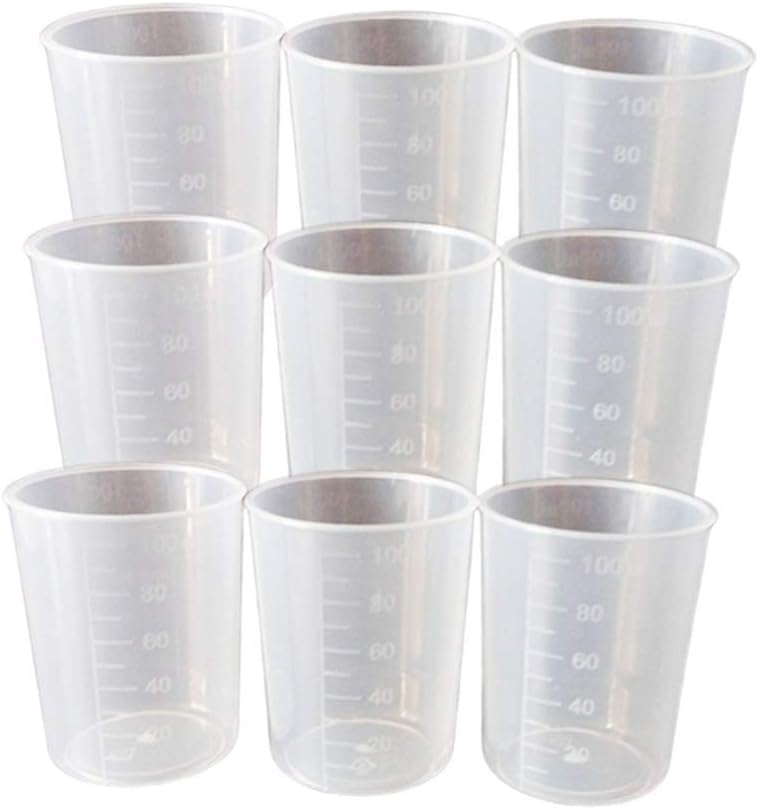 SUPVOX 50 Pack 100ml Plastic Graduated Cups, Transparent Scale Cups, Measurement Tools, Measuring Cup for Kitchen Medicine Laboratory