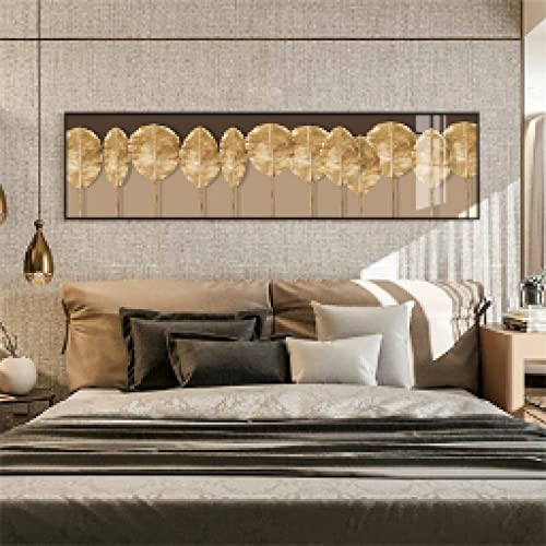 Peinture abstraite dorée sur toile 80x280cm grand format sans cadre
