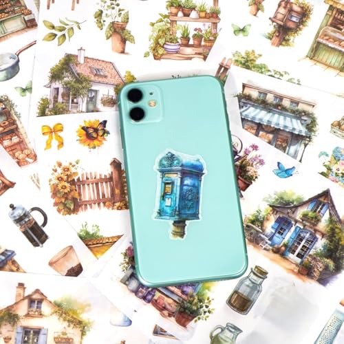 Image of HASTHIP 50-Page Garden Theme Sticker Book, Watercolor Floral & Vintage Countryside Die Cut Washi Stickers for Scrapbooking, Junk Journals, Planners, Card Making & DIY Crafts