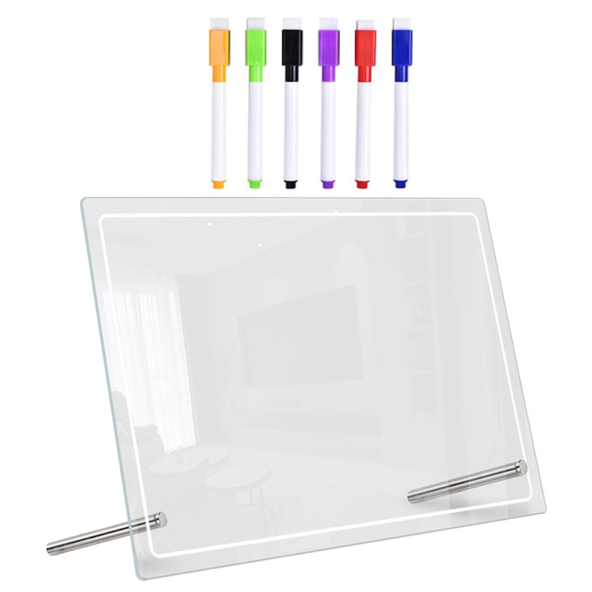 Yardwe 1 Set Office Supply memo Board with Pen Message Recording Board Tabletop memo Board Clear memo Board Writing Board Acrylic Sheet Note Board Brush Magnetic Supplies