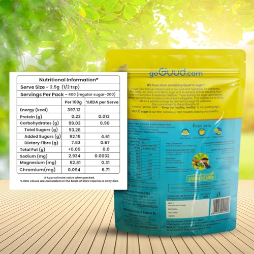 Image of GUUD - DIA Fit 100% Natural Sugar with Ayurvedic Herbs, 450g | Low GI, 60% Fewer Calories & 1 Spoon Equals 2 Spoons of Regular Sugar in Sweetness | Supports Diabetes Management