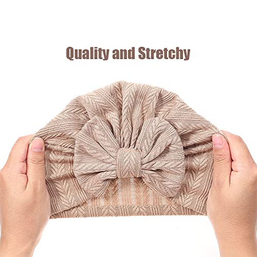 Jiahang Hair Bow Turban Hat, Baby Girl Oversized Bowknot Headwrap, Ribbed Knitted Beanie India Cap For Newborn Infant Toddlers 6Pcs #TOP3