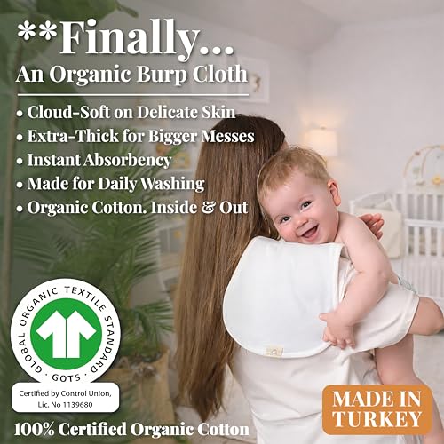 bunnyjik GOTS Organic Cotton Burp Cloths Baby Boy & Girl – 3 Pack Organic Cotton Burp Cloth for Babies, Soft & Plush Long Stable Turkish Cotton for Newborn, Baby Essentials (Arctic Snow Collection) by bunnyjik - Image 2
