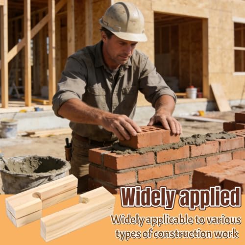 Acshio 6 Pack Wood Masonry String Line Block, 4 Inch Functional Building Construction Lines Concrete Blocks, Portable Bricklaying Tool Straight Line Stabilizer for Carpentry