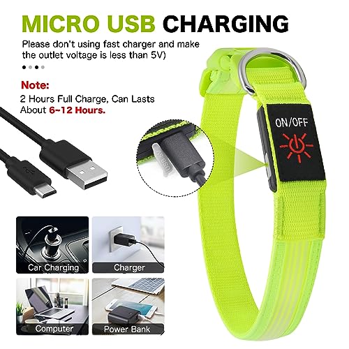 YFbrite Light up Dog Collar, USB Rechargeable LED Pet Collar, Flashing Night Visibility Neckwear - Image 2