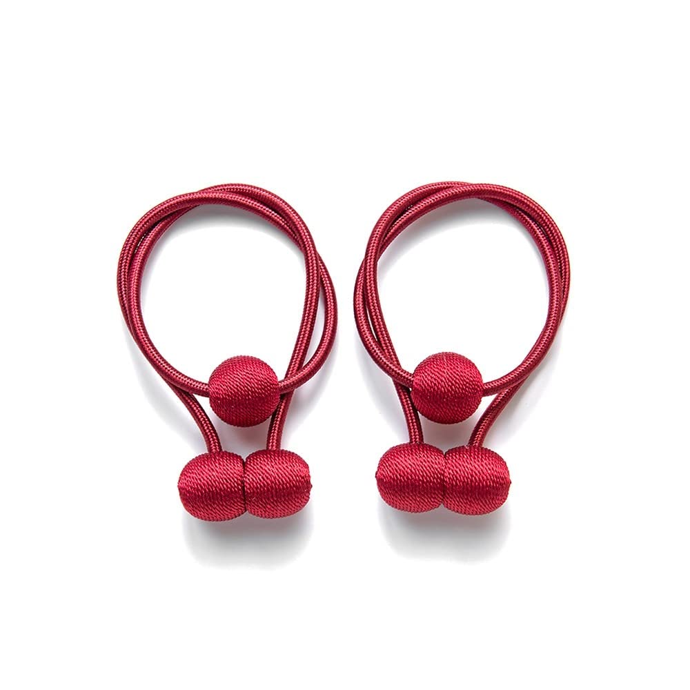 Youther 2PCS Embrasses de Rideau Forte Magnétique Accueil MultiColours Retenues Rideau Cravate Boucle Clips sans Poinçon Bretelles DIY Décor,A,Red