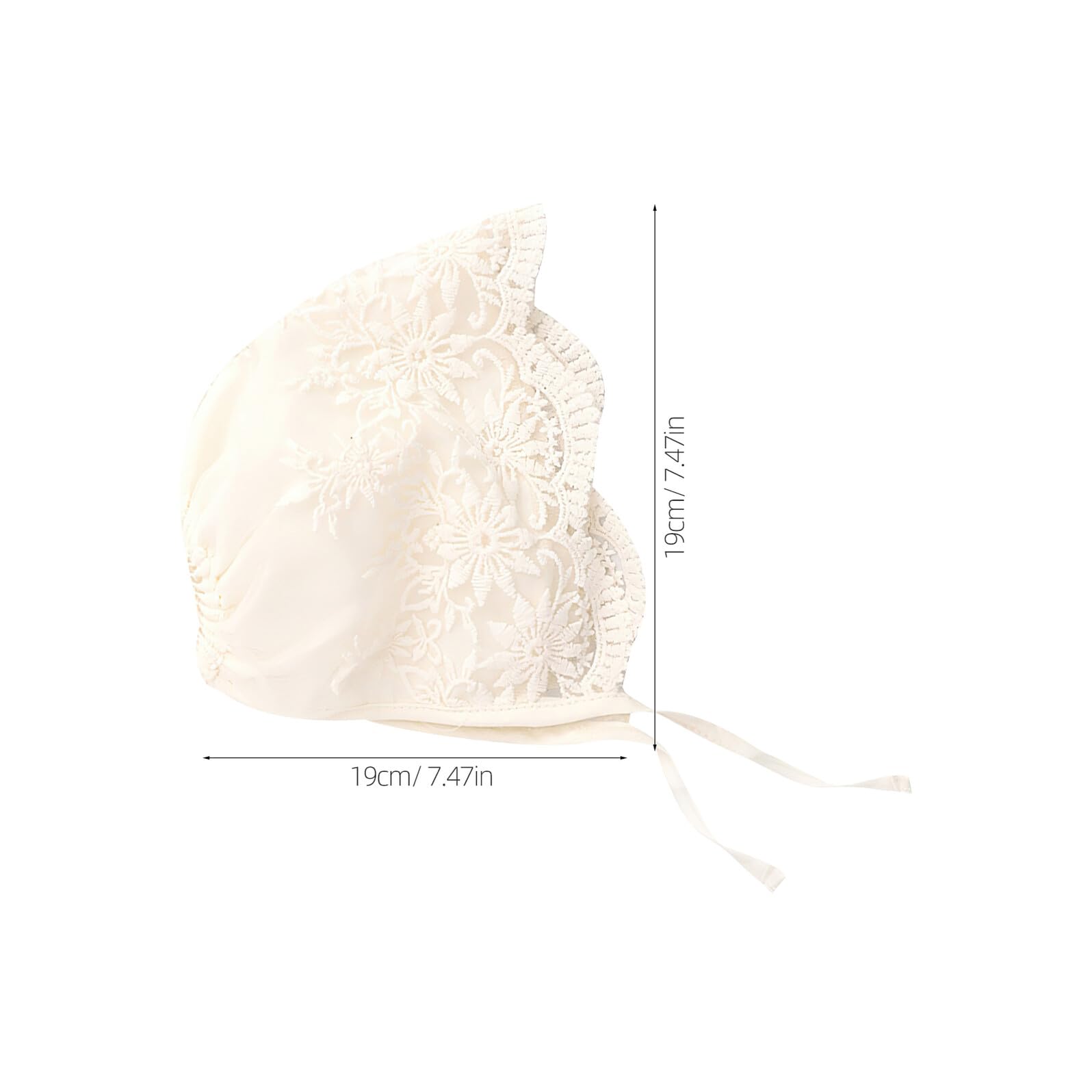 SOLUSTRE 2 Pezzi Cappellini Neonata in Pizzo Beige, Morbidi e Traspiranti, per Battesimi e Cerimonie, Eleganti per Bambina