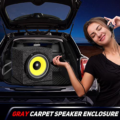 Facmogu 6.5In Gray Carpet Speaker Enclosure, Subwoofer Driver Enclosure With Ports For Diy Car Or Truck Audio Custom, Car Subwoofer Box With Sound-Absorbing Cotton & Premium Carpeted Finish #TOP3