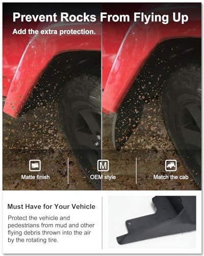 Image of Kiwi Master Mud Flaps for 2007-2018 Jeep Wrangler JK (Not Fits Rubicon Off Road Bumpers), OEM Replacement # 82210232 82210233, Heavy Duty Mud Guards, Front & Rear Splash Guards, 4 Pcs Set