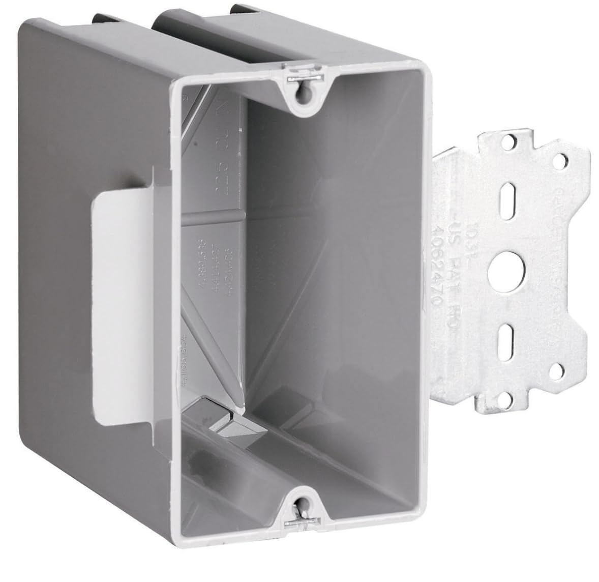 Single Gang Plastic Front Bracket Box, for Wood and Steel Studs