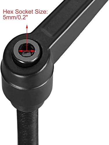 Miniatura 181 de uxcell Palanca de sujeción ajustable M8 x 1.181 in métrica 304 acero inoxidable macho roscado perillas de mano con botón de trinquete giratorio