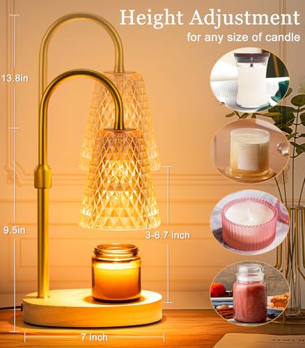 Lampe chauffe-bougie électrique réglable en verre pour bougies en pot
