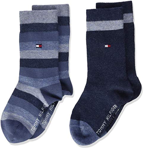 Tommy Hilfiger Basic Stripe Kids' Socks Multipack 6 Pack Calcetín informal, vaquero, 23-26 Unisex niños