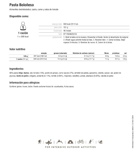 Adventure Food - Pâtes à la Bolognaise - Repas lyophilisé - Expedition Quality – vue 3