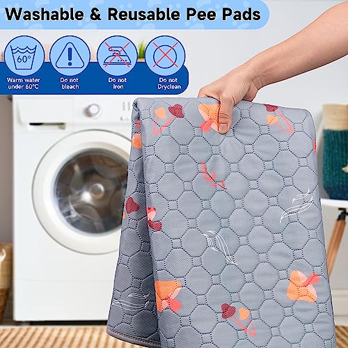 Image of Sunheir Washable Pee Pads for Dogs, Reusable Dog Pads Extra Large Non-Slip Dog Pee Pads, Waterproof & Absorbent Pet Training Pads for Puppy Playpen, Whelping Box, Potty Training, Light Grey, 72 inchx 72 inch